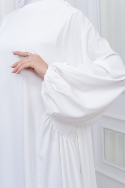 فستان ليزا فضفاض للمراه للمحجبه (أبيض) 1419