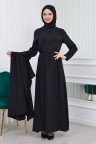 طقم مشلح بأكمام واسعة وفستان بتصميم مميز (أسود) 1425